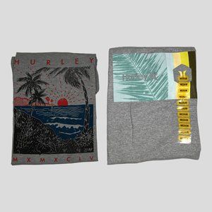 Hurley T Shirts Mens Lot Of 2 Medium Charcoal And Gray